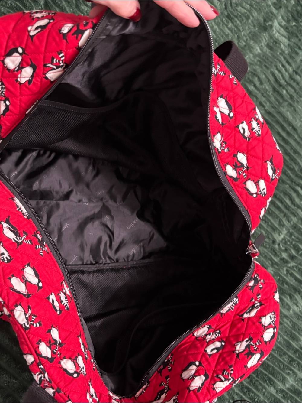 Vera Bradley Red Quilted Penguin Travel Tote - Picture 4 of 4